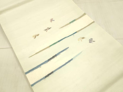 平和屋着物＊夏物　西陣　宮階織物　宮繍苑　里葉　九寸開き名古屋帯　蜻蛉　金糸　正絹　逸品　DAAX0022cm