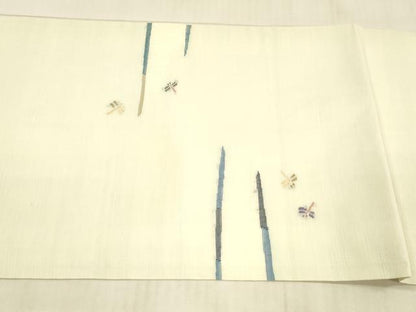 平和屋着物＊夏物　西陣　宮階織物　宮繍苑　里葉　九寸開き名古屋帯　蜻蛉　金糸　正絹　逸品　DAAX0022cm