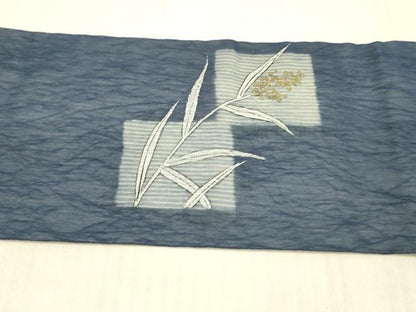 平和屋着物＊夏物 九寸名古屋帯 手描き 蜻蛉草葉文 金銀彩 DAAX0023cm