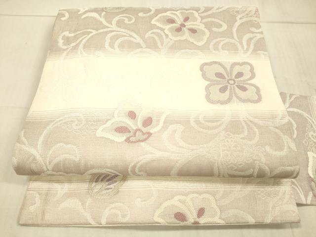 平和屋着物＊夏物 九寸名古屋帯 花唐草文 正絹 逸品 DAAX0025cm