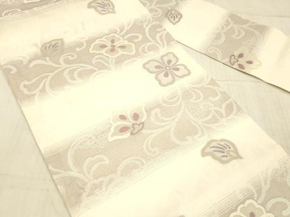 平和屋着物＊夏物 九寸名古屋帯 花唐草文 正絹 逸品 DAAX0025cm