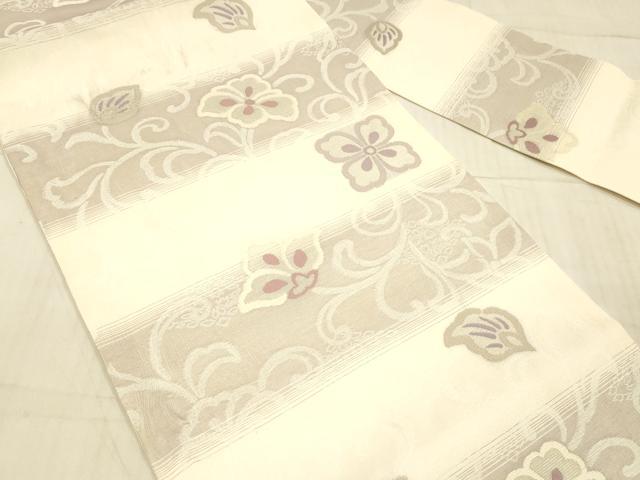平和屋着物＊夏物 九寸名古屋帯 花唐草文 正絹 逸品 DAAX0025cm