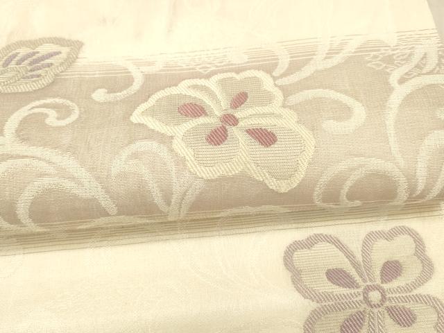 平和屋着物＊夏物 九寸名古屋帯 花唐草文 正絹 逸品 DAAX0025cm
