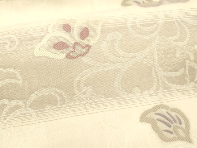平和屋着物＊夏物 九寸名古屋帯 花唐草文 正絹 逸品 DAAX0025cm