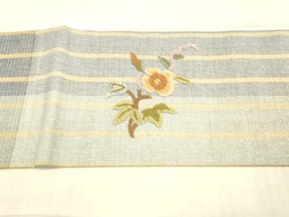 平和屋着物＊夏物 中国三大刺繍 相良刺繍 総刺繍 九寸名古屋帯 蜻蛉草花文 金糸 正絹 逸品 DAAX0026cm