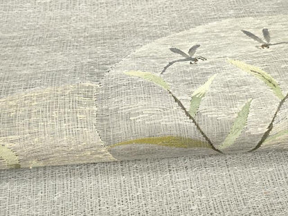 平和屋着物＊夏物 九寸名古屋帯 蜻蛉草葉文 正絹 逸品 DAAX0027cm