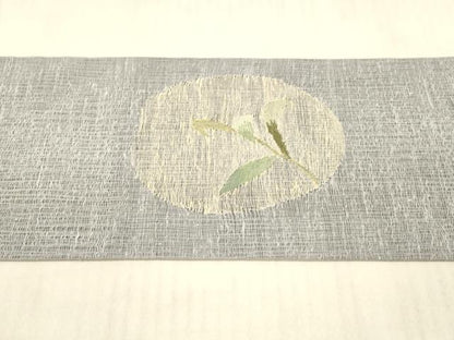 平和屋着物＊夏物 九寸名古屋帯 蜻蛉草葉文 正絹 逸品 DAAX0027cm