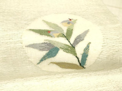 平和屋着物＊夏物 九寸開き名古屋帯 夏虫 草葉文 金糸 正絹 逸品 DAAX0028cm