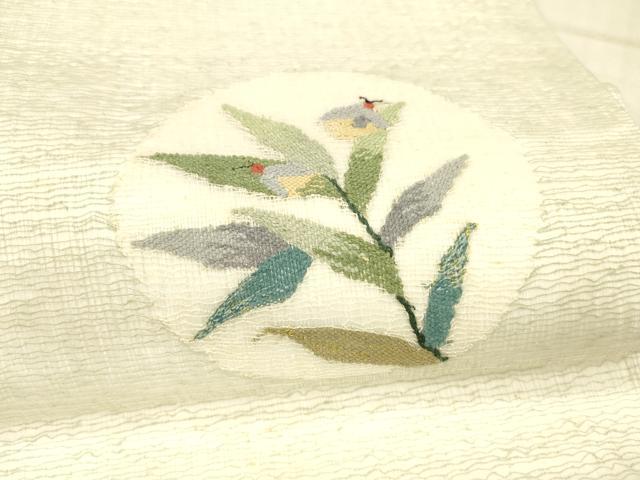 平和屋着物＊夏物 九寸開き名古屋帯 夏虫 草葉文 金糸 正絹 逸品 DAAX0028cm
