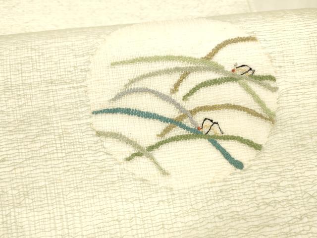 平和屋着物＊夏物 九寸開き名古屋帯 夏虫 草葉文 金糸 正絹 逸品 DAAX0028cm
