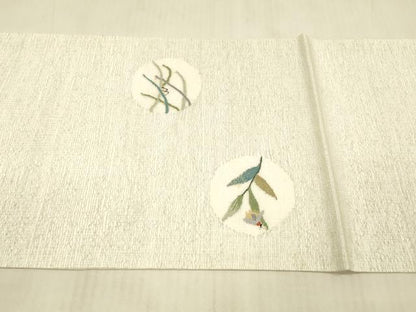 平和屋着物＊夏物 九寸開き名古屋帯 夏虫 草葉文 金糸 正絹 逸品 DAAX0028cm