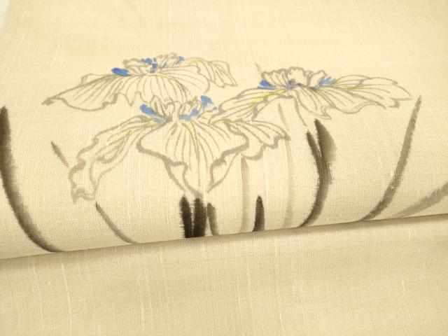 平和屋着物＊夏物 九寸名古屋帯 手描き 杜若 正絹 逸品 DAAX0033cm