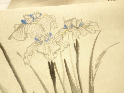 平和屋着物＊夏物 九寸名古屋帯 手描き 杜若 正絹 逸品 DAAX0033cm
