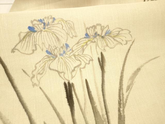平和屋着物＊夏物 九寸名古屋帯 手描き 杜若 正絹 逸品 DAAX0033cm