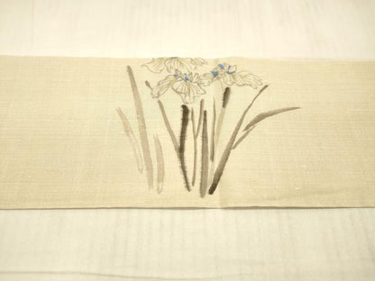 平和屋着物＊夏物 九寸名古屋帯 手描き 杜若 正絹 逸品 DAAX0033cm