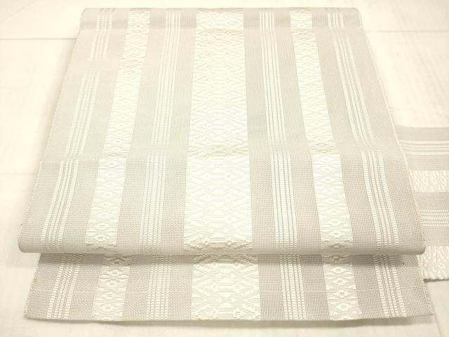 平和屋着物＊夏物 本場筑前博多織 八寸名古屋帯 紗献上 白梅鼠色 正絹 逸品 DAAX0039cm