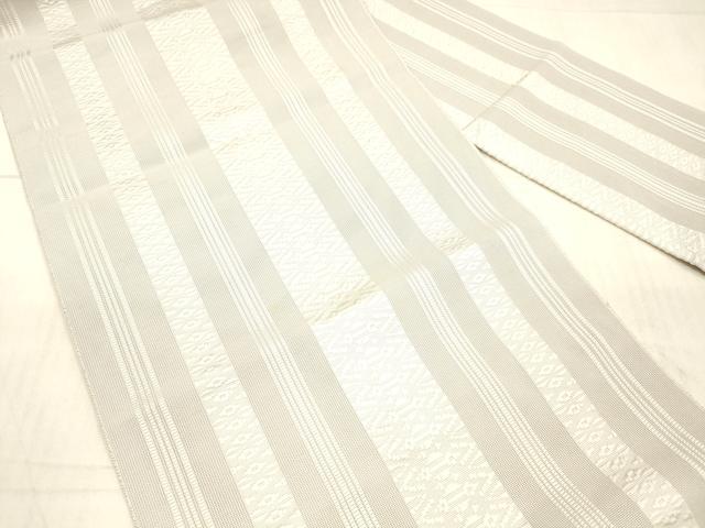 平和屋着物＊夏物 本場筑前博多織 八寸名古屋帯 紗献上 白梅鼠色 正絹 逸品 DAAX0039cm