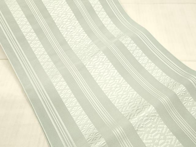 平和屋着物＊夏物 本場筑前博多織 八寸名古屋帯 両もじり 紗献上 秘色色 証紙付き 正絹 逸品 DAAX0044cm