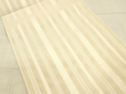 平和屋着物＊夏物 本場筑前博多織 八寸名古屋帯 紗献上 薄卵色 正絹 逸品 DAAX0047cm