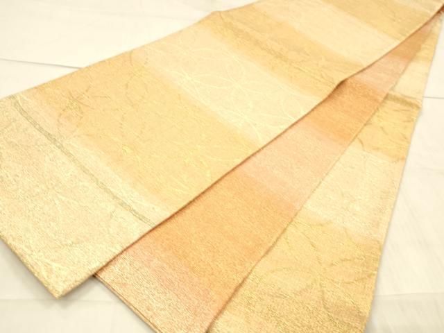 平和屋着物●桝屋高尾 ねん金綴錦 全通柄袋帯 名物聚文中七宝 金糸 正絹 逸品 DAAX0052cm