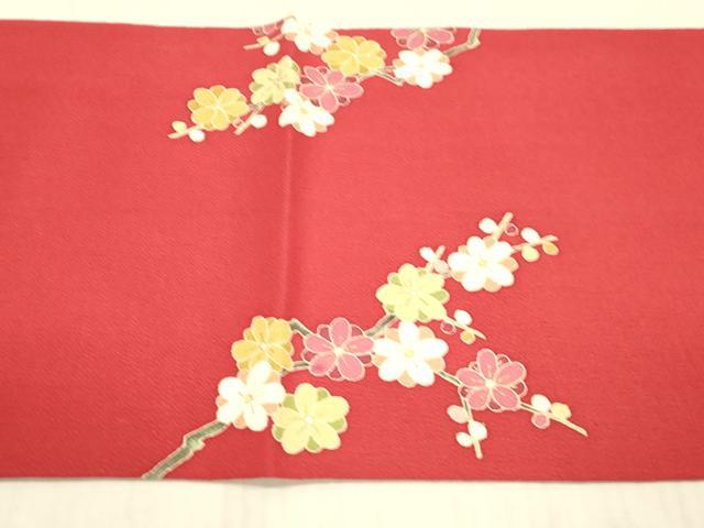 平和屋着物●九寸開き名古屋帯　舞扇枝花文　金彩　鬼しぼ縮緬　正絹　逸品　DAAX0062cm