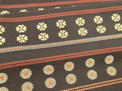 平和屋着物●本場筑前博多織 八寸名古屋帯 横段花文 正絹 逸品 DAAX0077cm