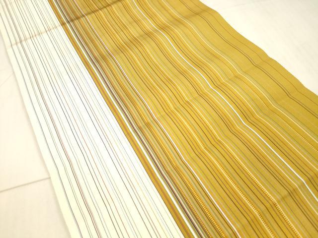 平和屋着物●本場筑前博多織 八寸名古屋帯 間道 正絹 逸品 DAAX0081cm