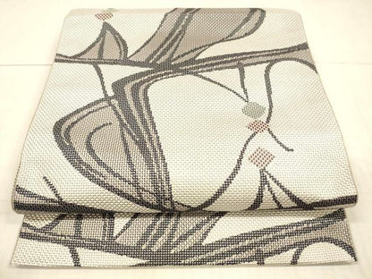 平和屋着物●本場筑前博多織 八寸名古屋帯 流水文 正絹 逸品 DAAX0087cm