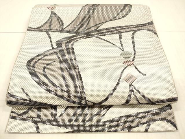 平和屋着物●本場筑前博多織 八寸名古屋帯 流水文 正絹 逸品 DAAX0087cm