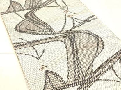 平和屋着物●本場筑前博多織 八寸名古屋帯 流水文 正絹 逸品 DAAX0087cm