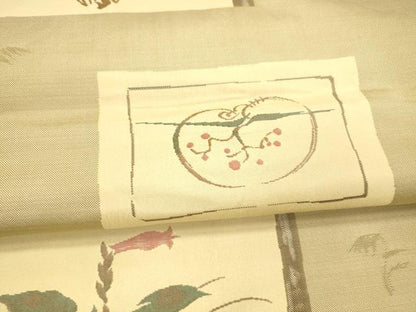 平和屋着物●名門木屋太 今河織物 六通柄袋帯 草花文 正絹 逸品 DAAX0107cm