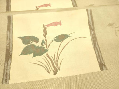 平和屋着物●名門木屋太 今河織物 六通柄袋帯 草花文 正絹 逸品 DAAX0107cm