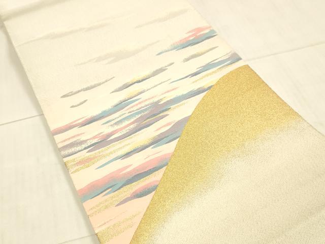 平和屋着物●綴れ 太鼓柄袋帯 遠山文 金銀糸 正絹 逸品 DAAX0111cm