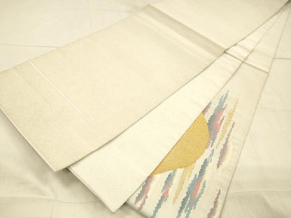 平和屋着物●綴れ 太鼓柄袋帯 遠山文 金銀糸 正絹 逸品 DAAX0111cm