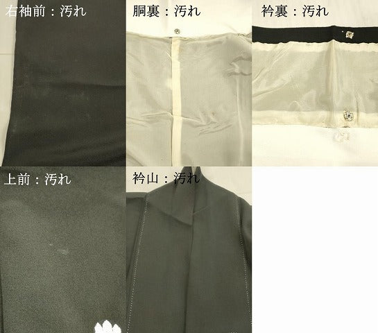 平和屋着物■豪華黒留袖　駒刺繍　扇面花鳥文　金彩　正絹　逸品　DAAX0175cm