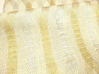 平和屋着物＊夏物 両面 全通柄 本袋帯 組織 抽象文様 金銀糸 正絹 逸品 DAAX0177cm