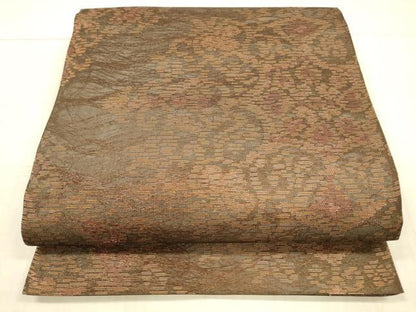 平和屋着物＊夏物 六通柄袋帯 正倉院花文 金糸 正絹 逸品 DAAX0178cm