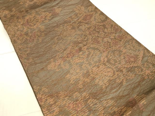 平和屋着物＊夏物 六通柄袋帯 正倉院花文 金糸 正絹 逸品 DAAX0178cm