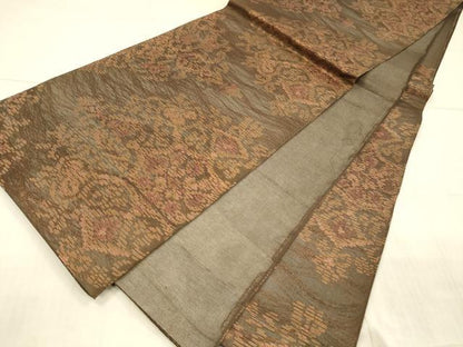 平和屋着物＊夏物 六通柄袋帯 正倉院花文 金糸 正絹 逸品 DAAX0178cm