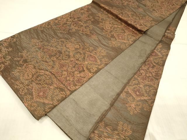 平和屋着物＊夏物 六通柄袋帯 正倉院花文 金糸 正絹 逸品 DAAX0178cm