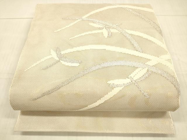 平和屋着物＊夏物 太鼓柄袋帯 流水蜻蛉草葉文 金銀糸 正絹 逸品 DAAX0183cm