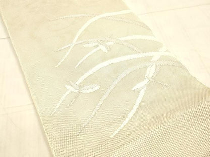 平和屋着物＊夏物 太鼓柄袋帯 流水蜻蛉草葉文 金銀糸 正絹 逸品 DAAX0183cm