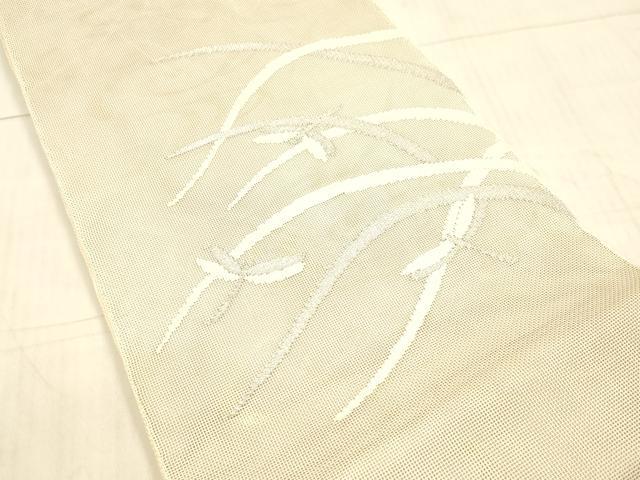 平和屋着物＊夏物 太鼓柄袋帯 流水蜻蛉草葉文 金銀糸 正絹 逸品 DAAX0183cm