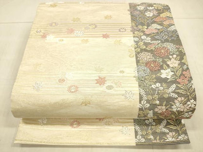 平和屋着物＊夏物 六通柄袋帯 唐織 竜田川 金銀糸 正絹 逸品 DAAX0185cm