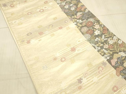 平和屋着物＊夏物 六通柄袋帯 唐織 竜田川 金銀糸 正絹 逸品 DAAX0185cm