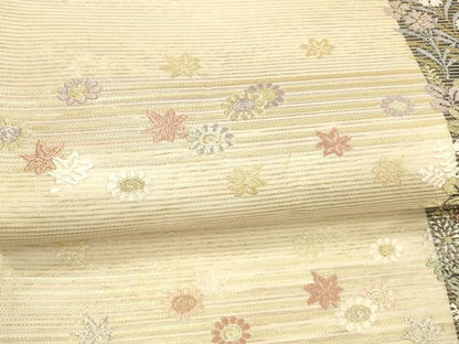 平和屋着物＊夏物 六通柄袋帯 唐織 竜田川 金銀糸 正絹 逸品 DAAX0185cm