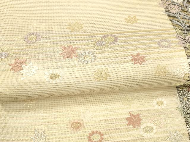 平和屋着物＊夏物 六通柄袋帯 唐織 竜田川 金銀糸 正絹 逸品 DAAX0185cm