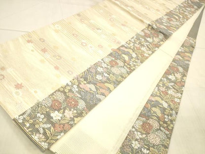 平和屋着物＊夏物 六通柄袋帯 唐織 竜田川 金銀糸 正絹 逸品 DAAX0185cm