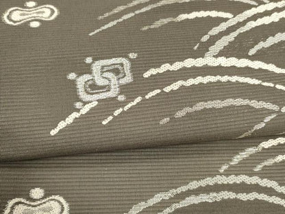 平和屋着物＊夏物 九寸名古屋帯 唐織 宝尽くし流水文 銀糸 正絹 逸品 DAAX0190cm