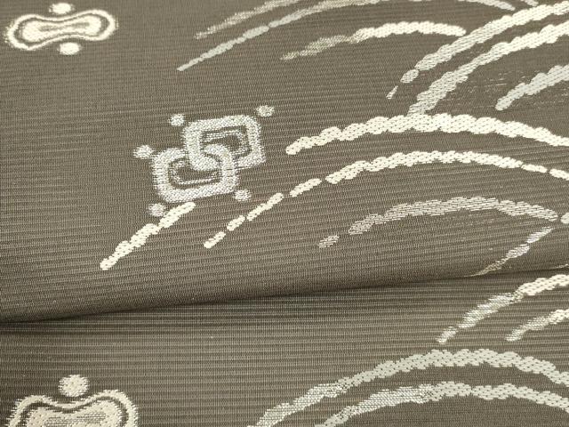 平和屋着物＊夏物 九寸名古屋帯 唐織 宝尽くし流水文 銀糸 正絹 逸品 DAAX0190cm